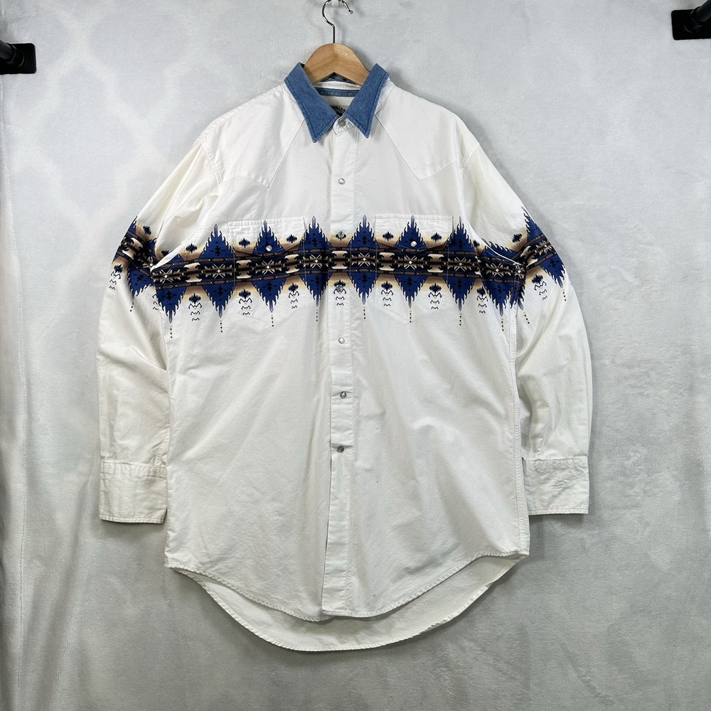 Vintage Cumberland Outfitters Shirt Mens XL Western Rodeo Color Block Snaps 90s